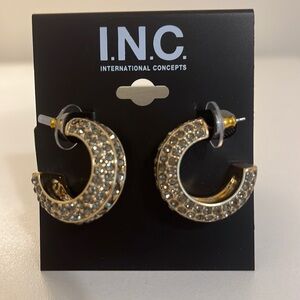 Gold and smokey topaz colored hoops